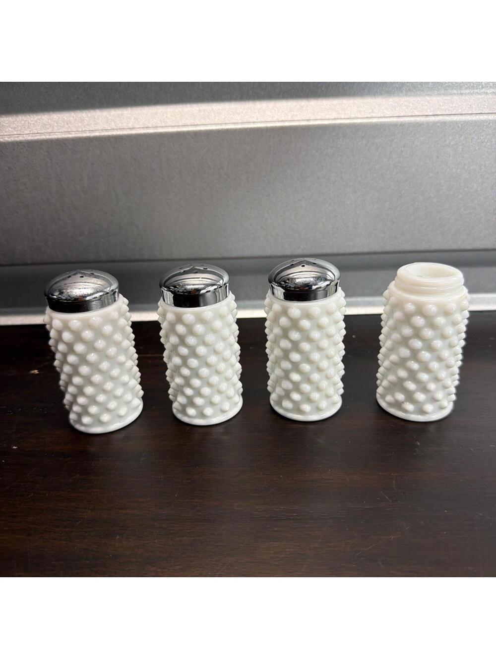 4 Vintage  Fenton Hobnail Salt and Pepper Shakers ~ 3” *